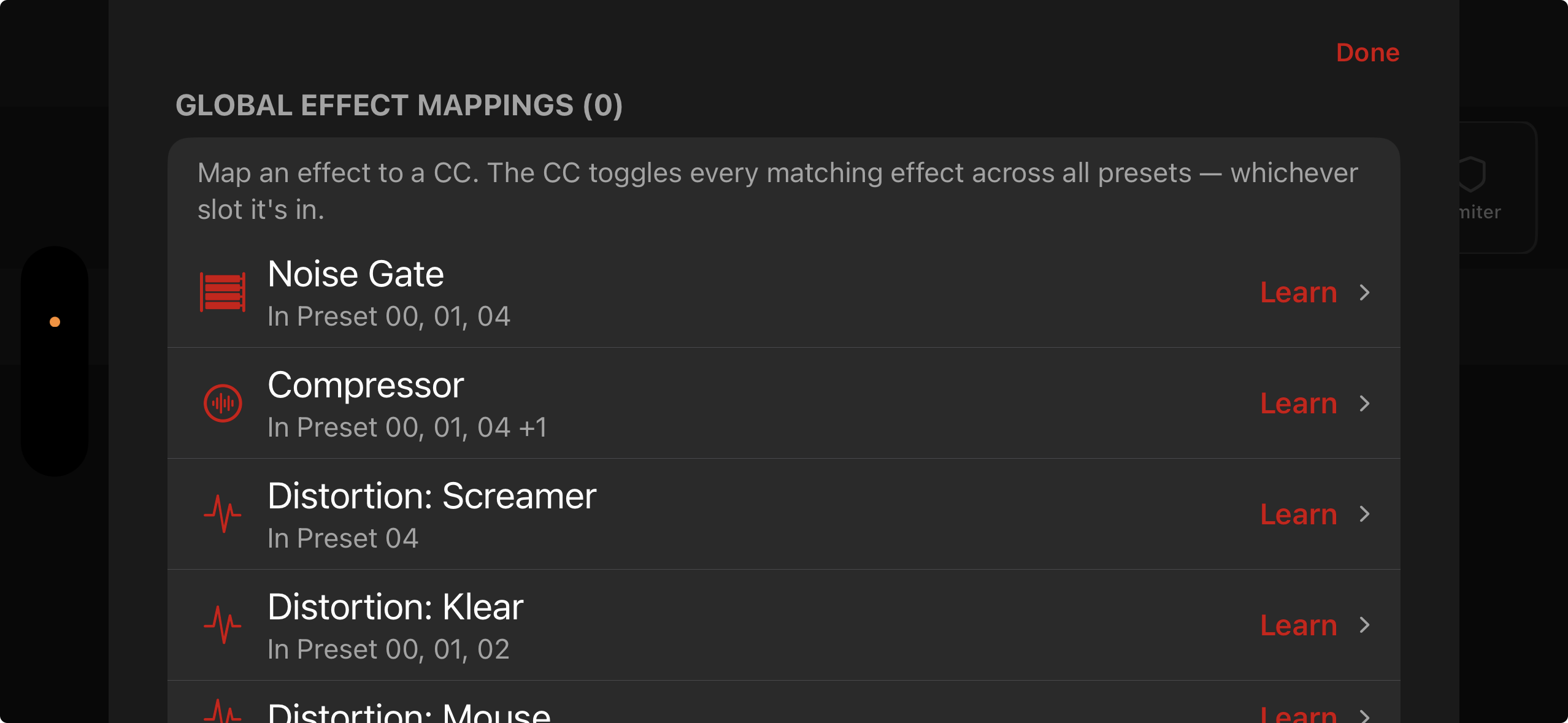 Ampz MIDI Global Effect Mappings — map a CC to any effect algorithm across all presets